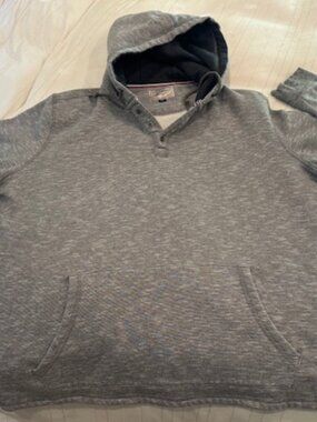 Flag & Anthem - Men's Gray Heathered Henley Hoodie Pullover (XXL)